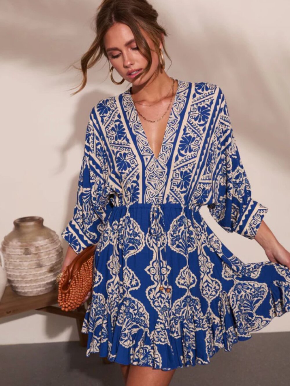 VICI NWT  Riviera Radiant Abstract Print Mini Dress - Blue, M - Picture 2 of 5
